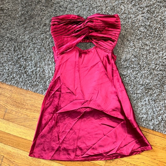 NWOT Princess Polly Satin Shellie Strapless Mini Dress Red - Picture 3 of 14